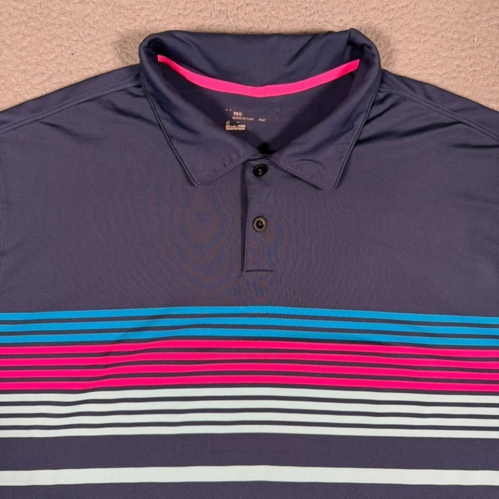 Nike Shirt Mens Large Striped Golf Polo Tour Performance Stretch Dri-Fit Preppy